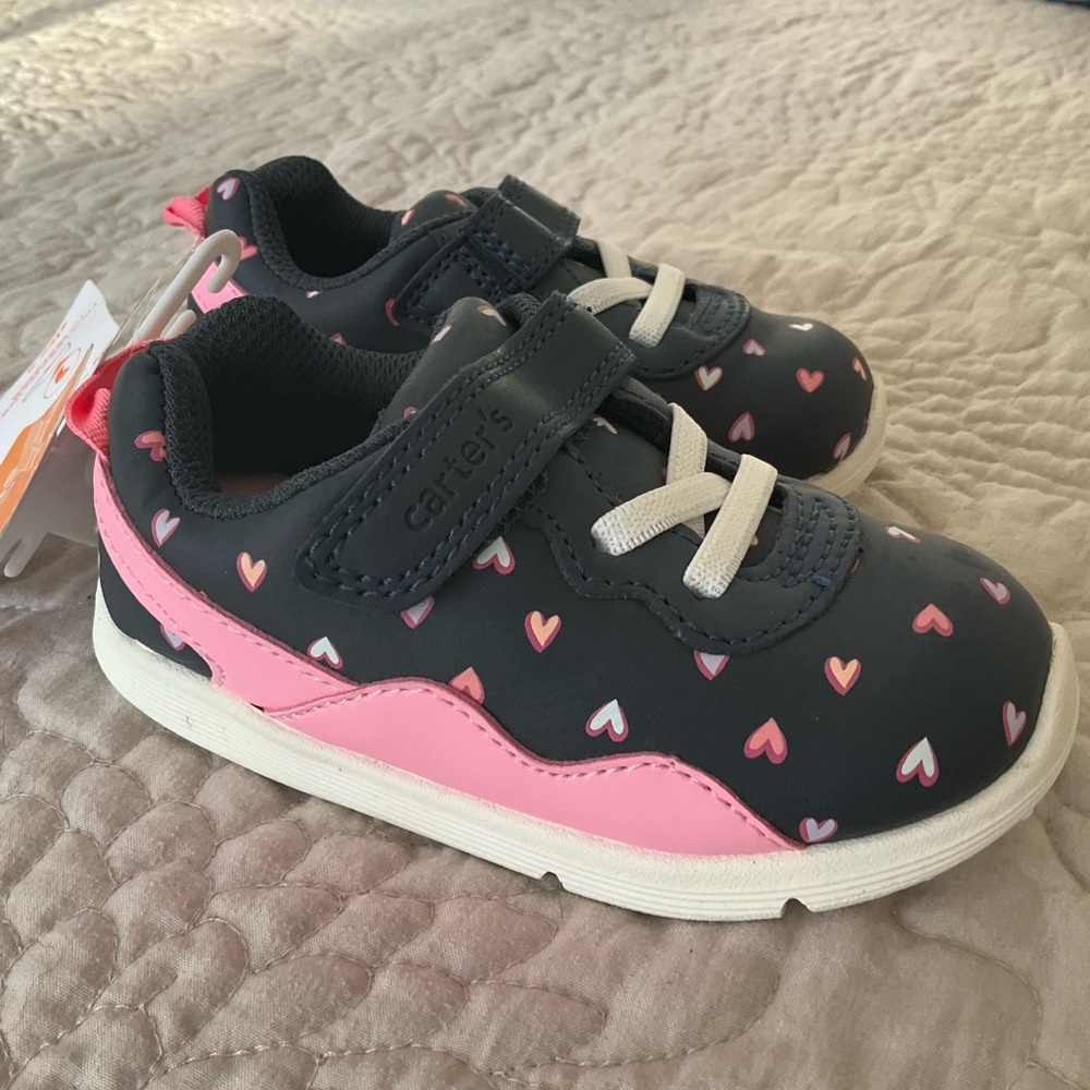 Carter's Toddler Girls Sneakers - Navy and Pink Hearts
